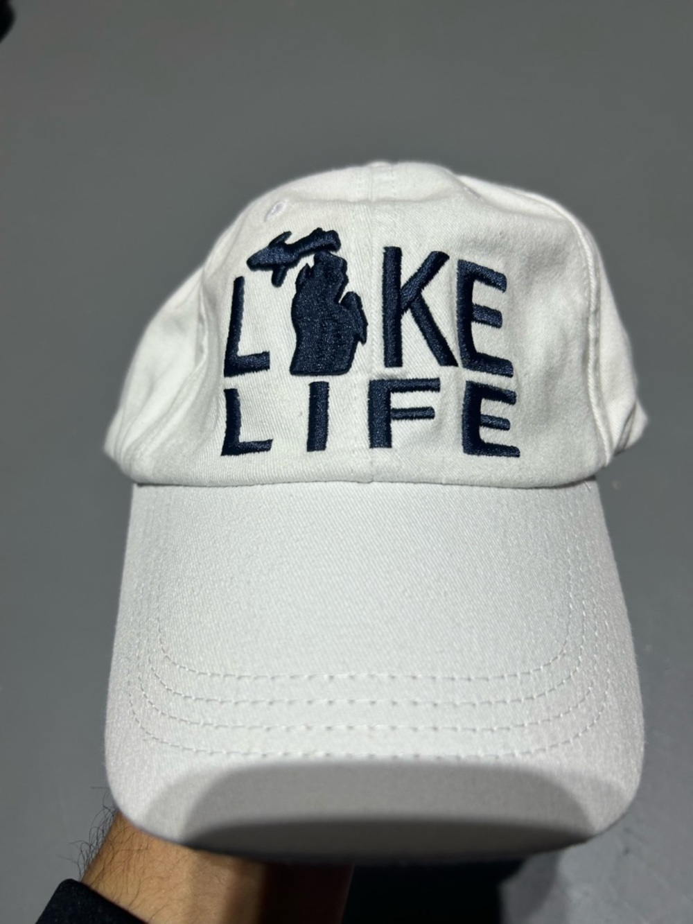 DK Caps - Lake Life - Traverse City Michigan Adjustable White Hat - Picture 10 of 10